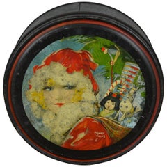 1920s Henry Clive Christmas Santa Girl Tin Box