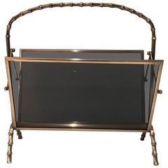 Faux Bamboo Bronze Magazine Rack by Maison Baguès, circa 1940