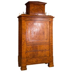19th Century Original Biedermeier Cupboard Birchwood Veneer