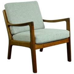 Ole Wanscher for France & Son Denmark 1960s Teak Lounge Chair Grey Upholstery