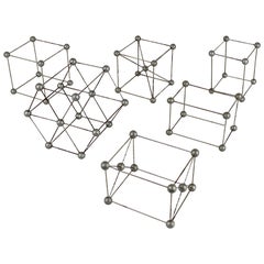 Set of Six Different Scientific Crystal Molecular Models from the 1950s