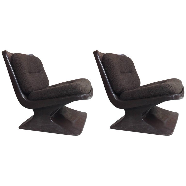 Space Age French Design Pair of Lounge Chair by Albert Jacob for Grosfillex