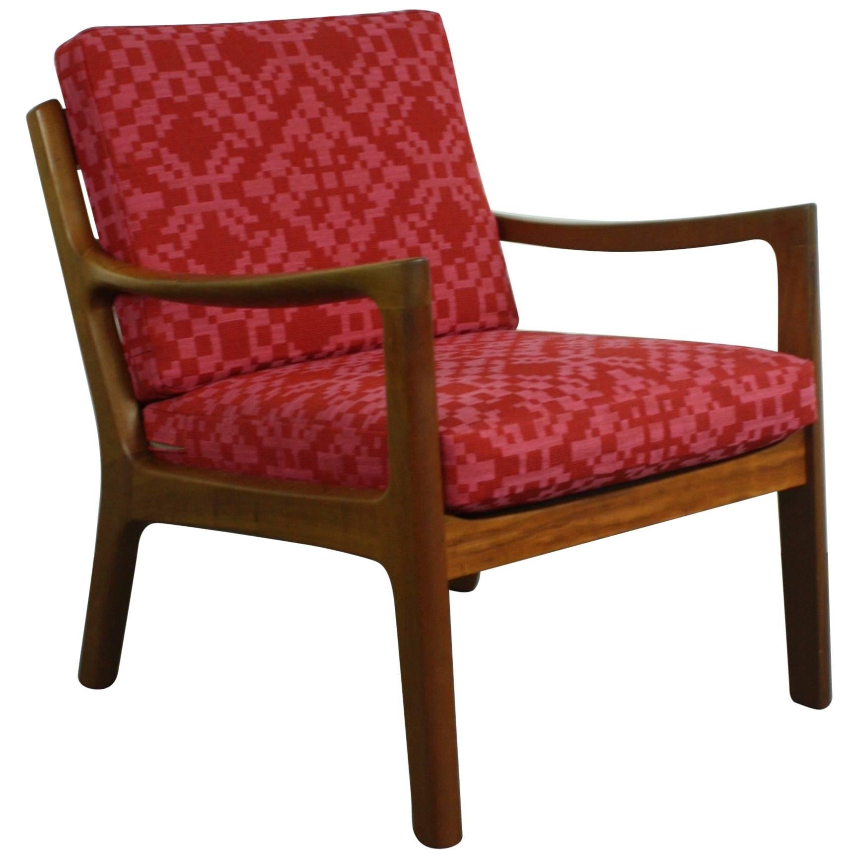 Ole Wanscher for France & Son, Denmark, 1960s Teak Lounge Chair Geo Upholstery For Sale