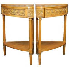 Antique Pair of Louis XVI Style Carved Corner Tables