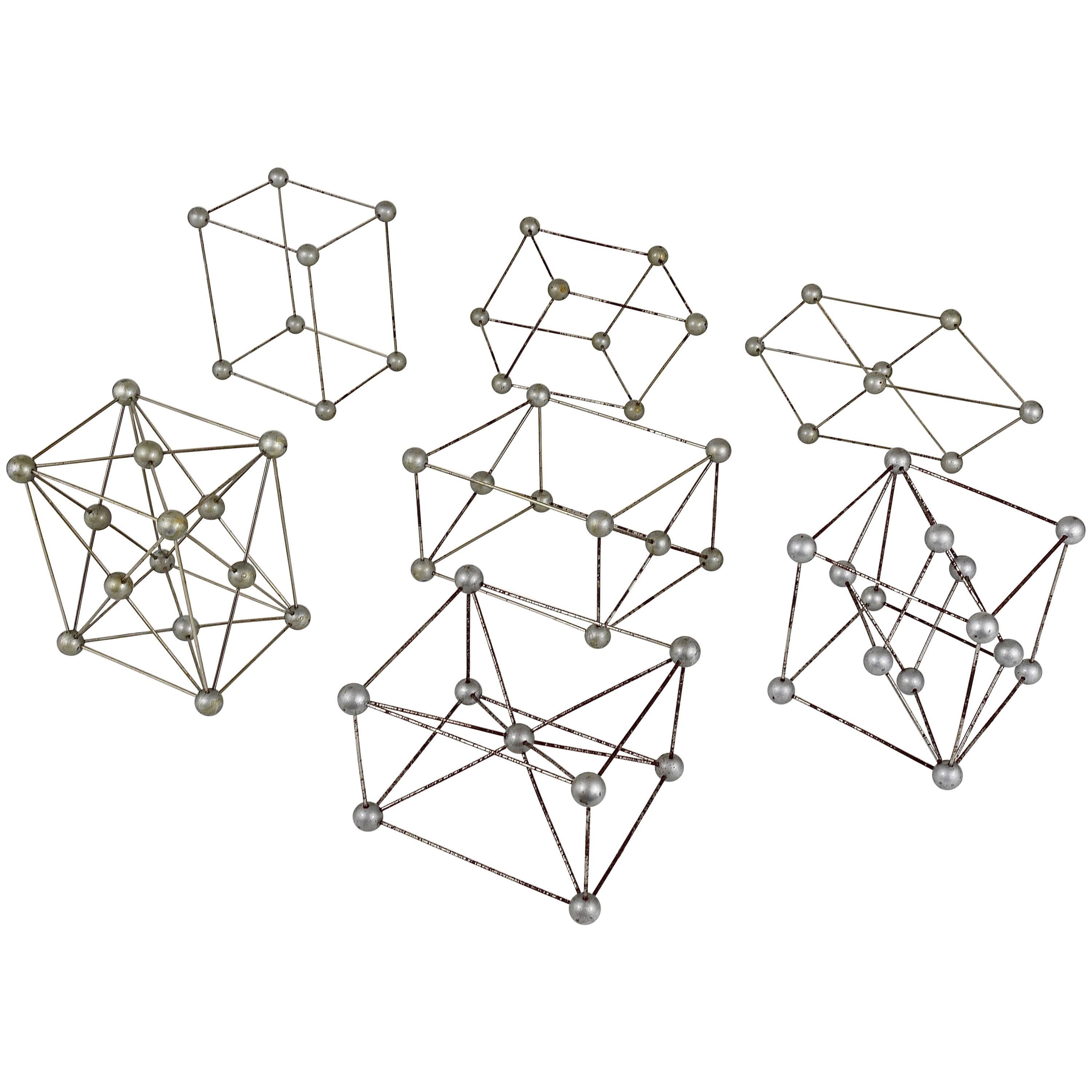 Set of Seven Different Scientific Crystal Molecular Models from the 1950s