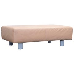 Koinor Designer Footstool Leather Beige One seat Pouf Couch Modern
