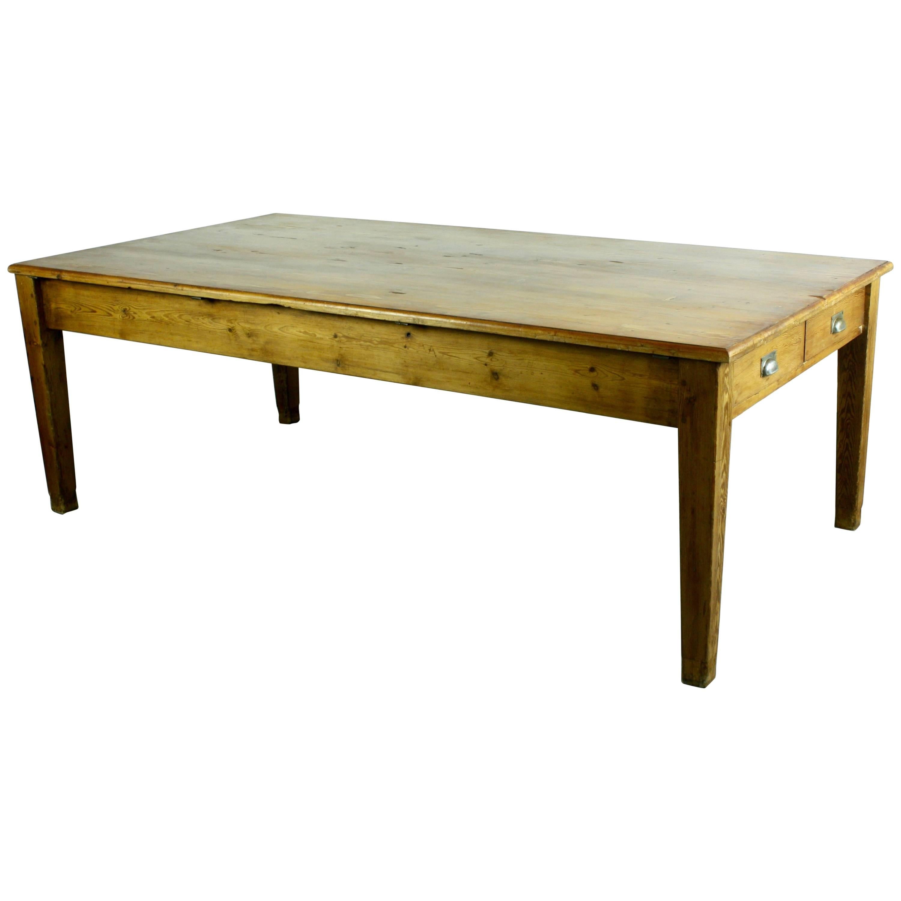 Large Italian Pine Prep Kitchen Table For Sale