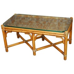 Diminutive Bamboo and Rattan Coffee Table by McGuire