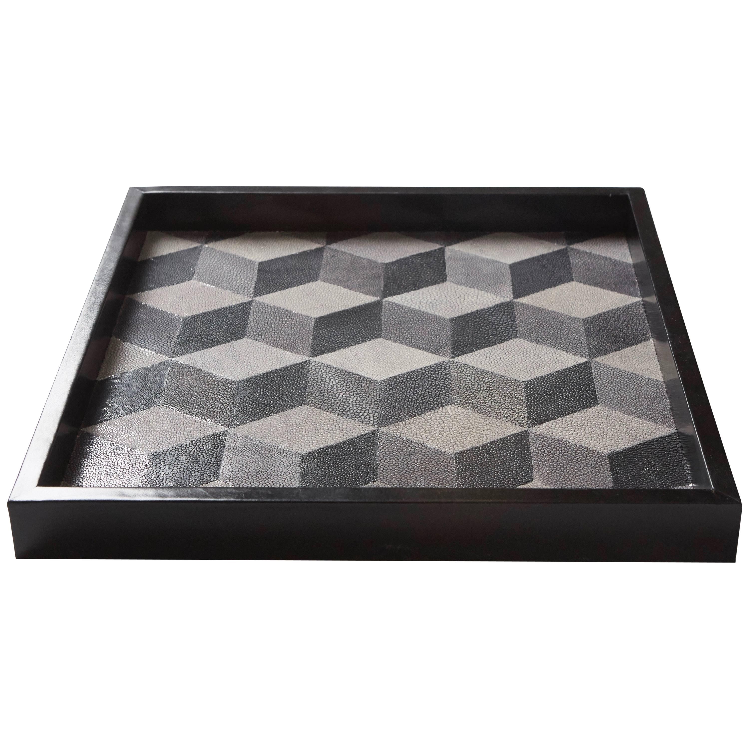 'Geo' Shagreen Tray, Shagreen Marquetry by Christina Z Antonio For Sale