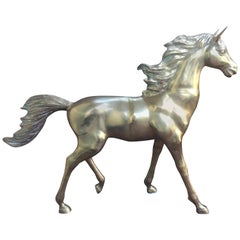 1960s Large Oversized Brass Horse Sculpture