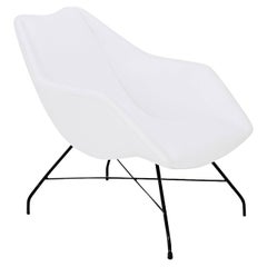 Martin Eisler & Carlo Hauner Modern Brazilian Lounge Chair Model "Shell" White 