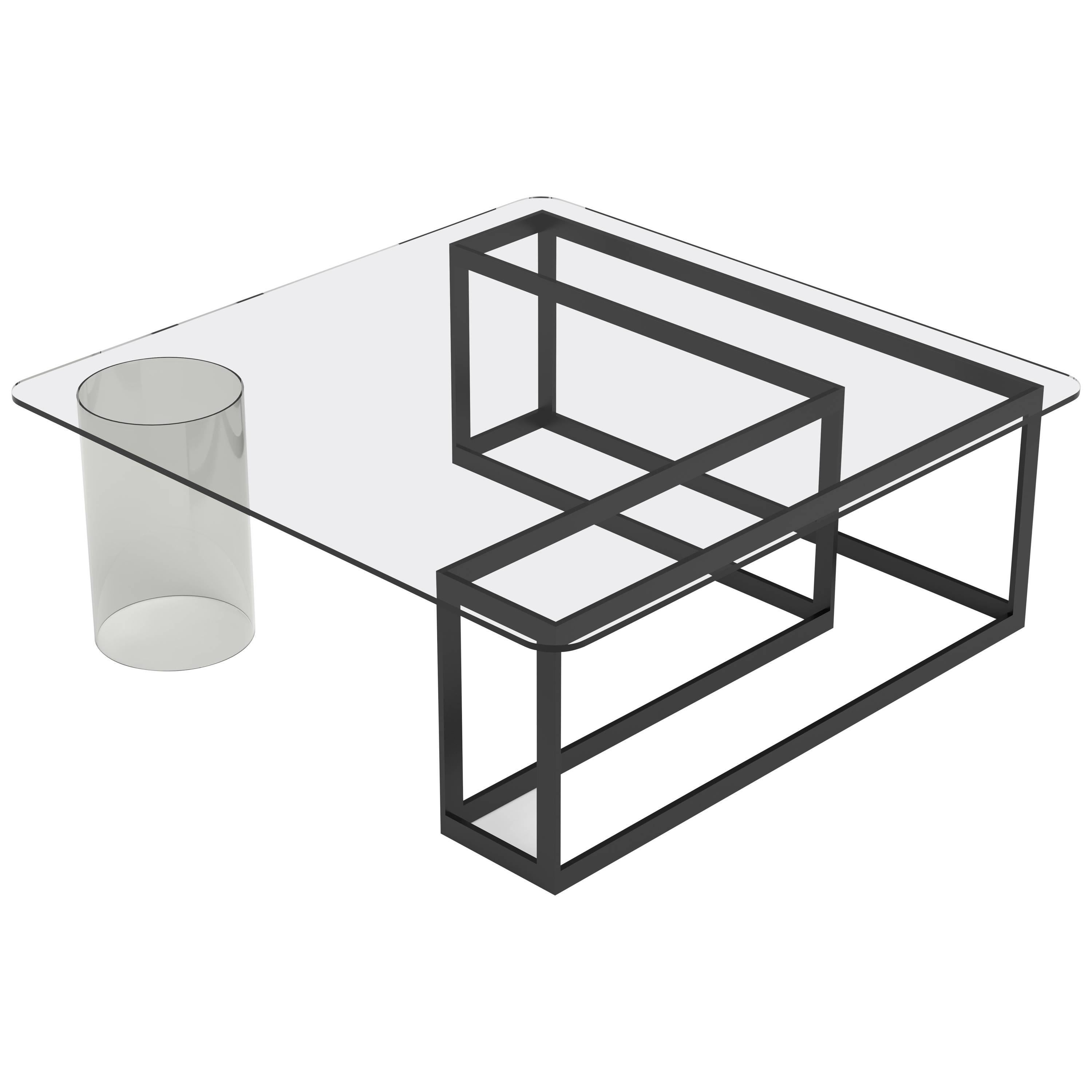 Contemporary Nunki Square Coffee Table with Black powder coated aluminium base For Sale