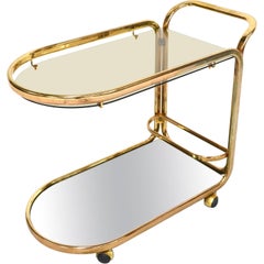Italian Bar Cart or Serving Trolley in Gold, 1970s