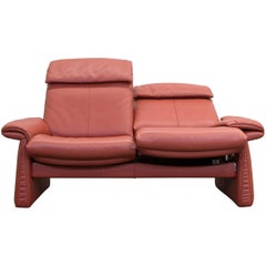 Erpo Designer Leather Sofa Red Orange Twoseater Relax Function Modern