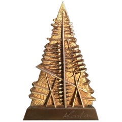 Vintage Arnaldo Pomodoro, Sculpture Piramide Bronze with Gold Patina