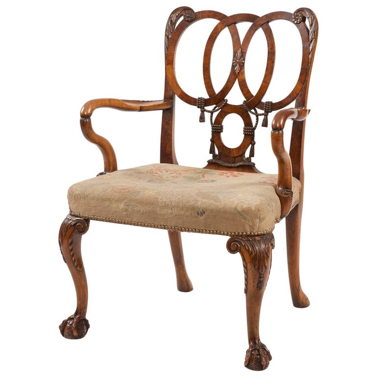 English Carved Walnut Armchair in the II Style at 1stDibs