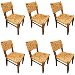 Fantastic Set of Six Audoux Minet Chairs, circa 1960