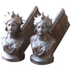French 'Marianne' Andirons or Firedogs