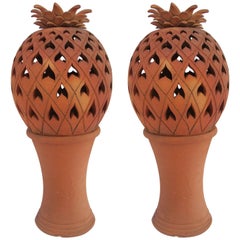 Pair of Large Ceramic Pineapple Lamps