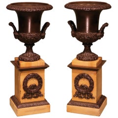 19th Century bronze campana-shaped urns