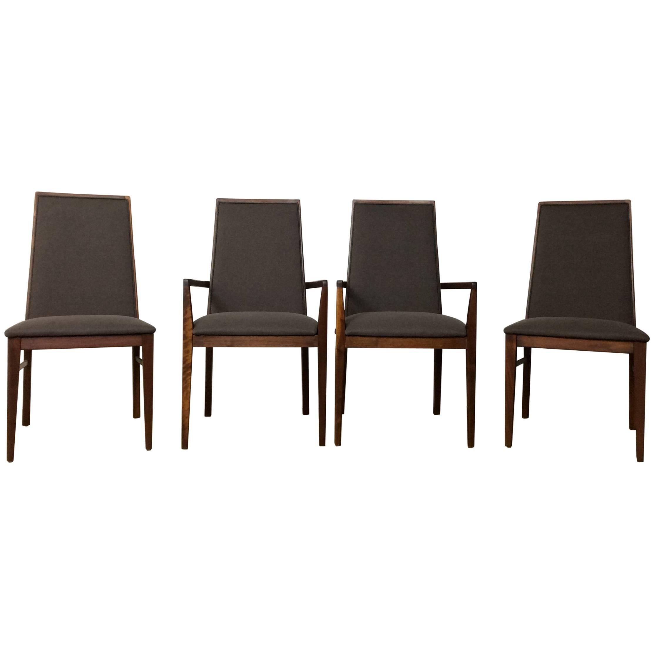 Walnut Mid-Century Modern Dining Chairs by Dillingham, Set of Four