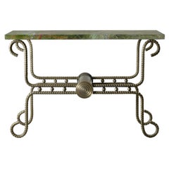 Antique Brass Console With Marble Top Functional Art Collectible Design