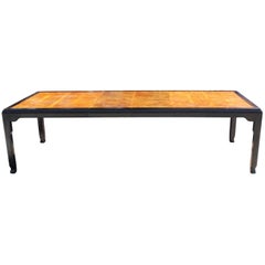 Hollywood Regency Burl Olive Wood Two-Tone Banquet Size Dining Table