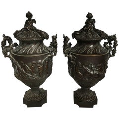 Pair of Large Classical Bronze Urns