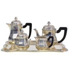 Antique French Art Deco Silverware Tea Service by Ercuis, 1930-1940's