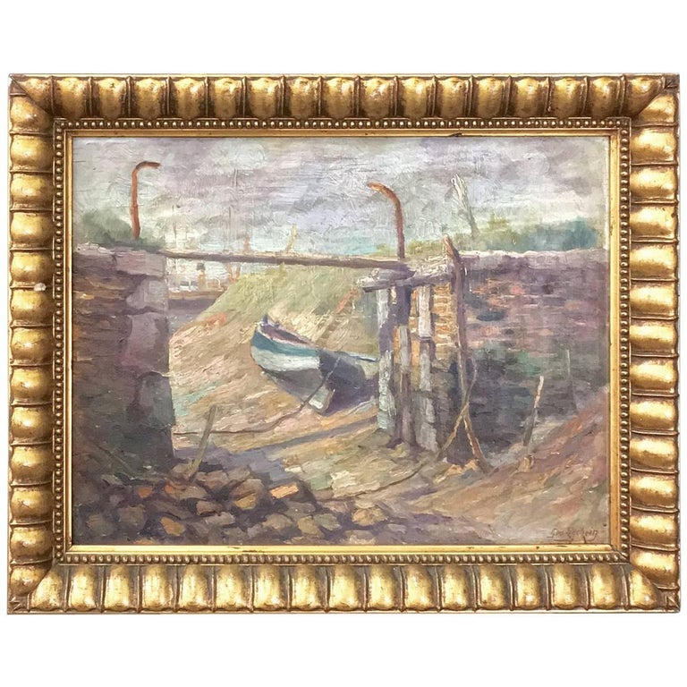 This Charming Antique Framed Oil Painting On Canvas By Artist George This Charming Antique Framed Oil Painting On Canvas By Artist George Sechein For At 1stdibs