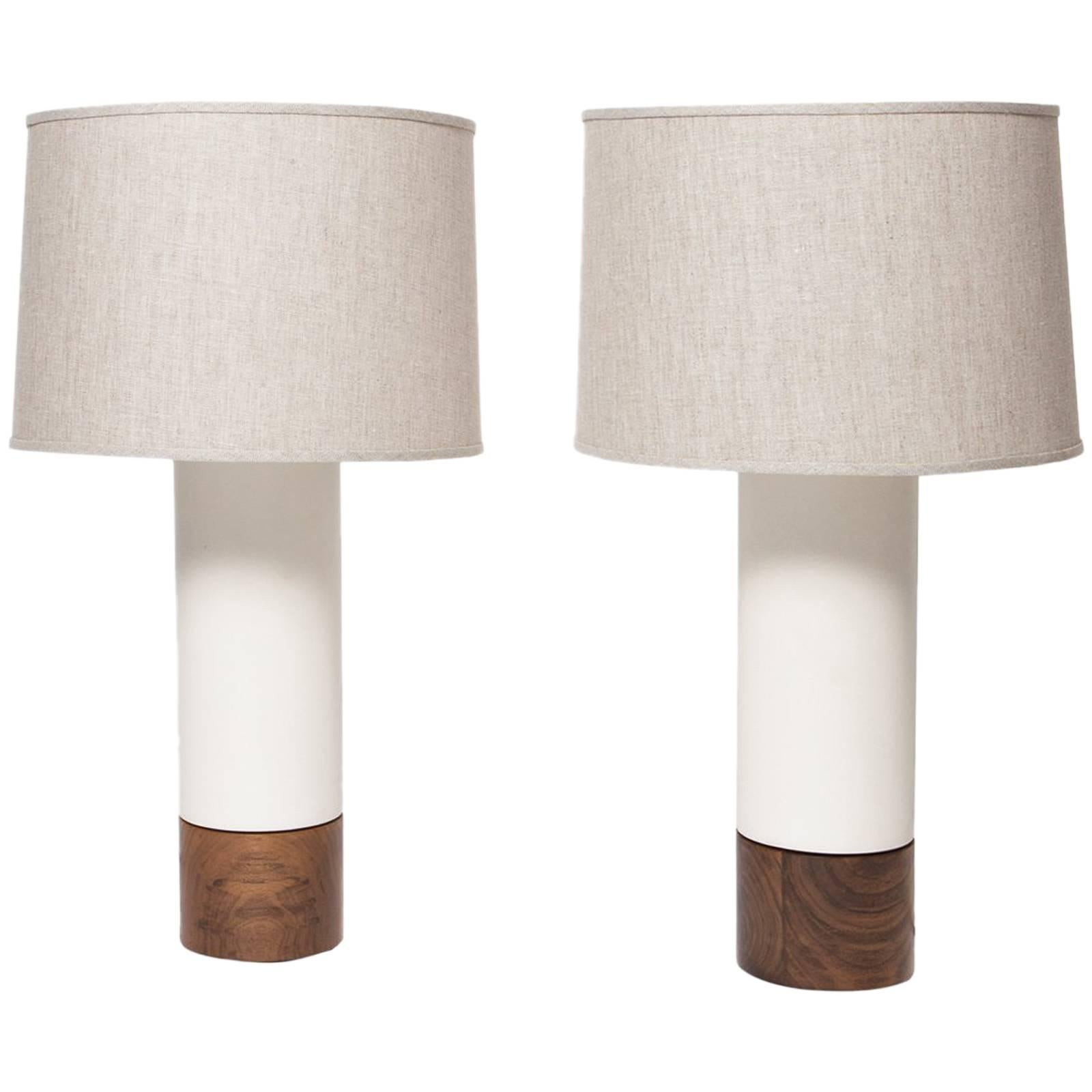 Pair of Tall Baxter, Handcrafted Table Lamps by Stone and Sawyer For Sale