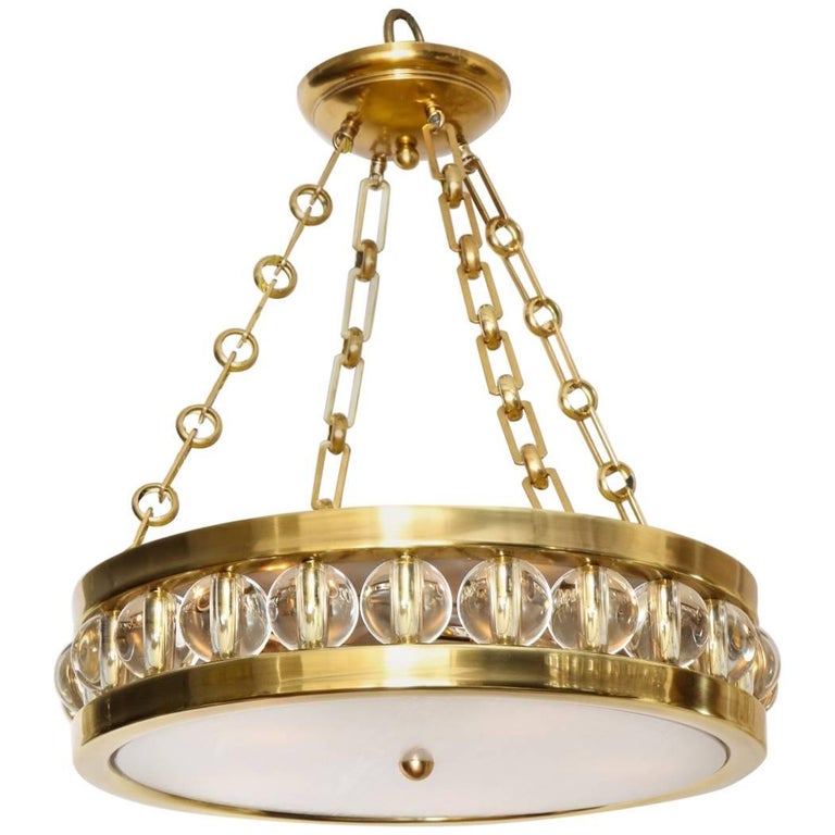 Tambour Pendant Fixture with Chain For Sale at 1stdibs