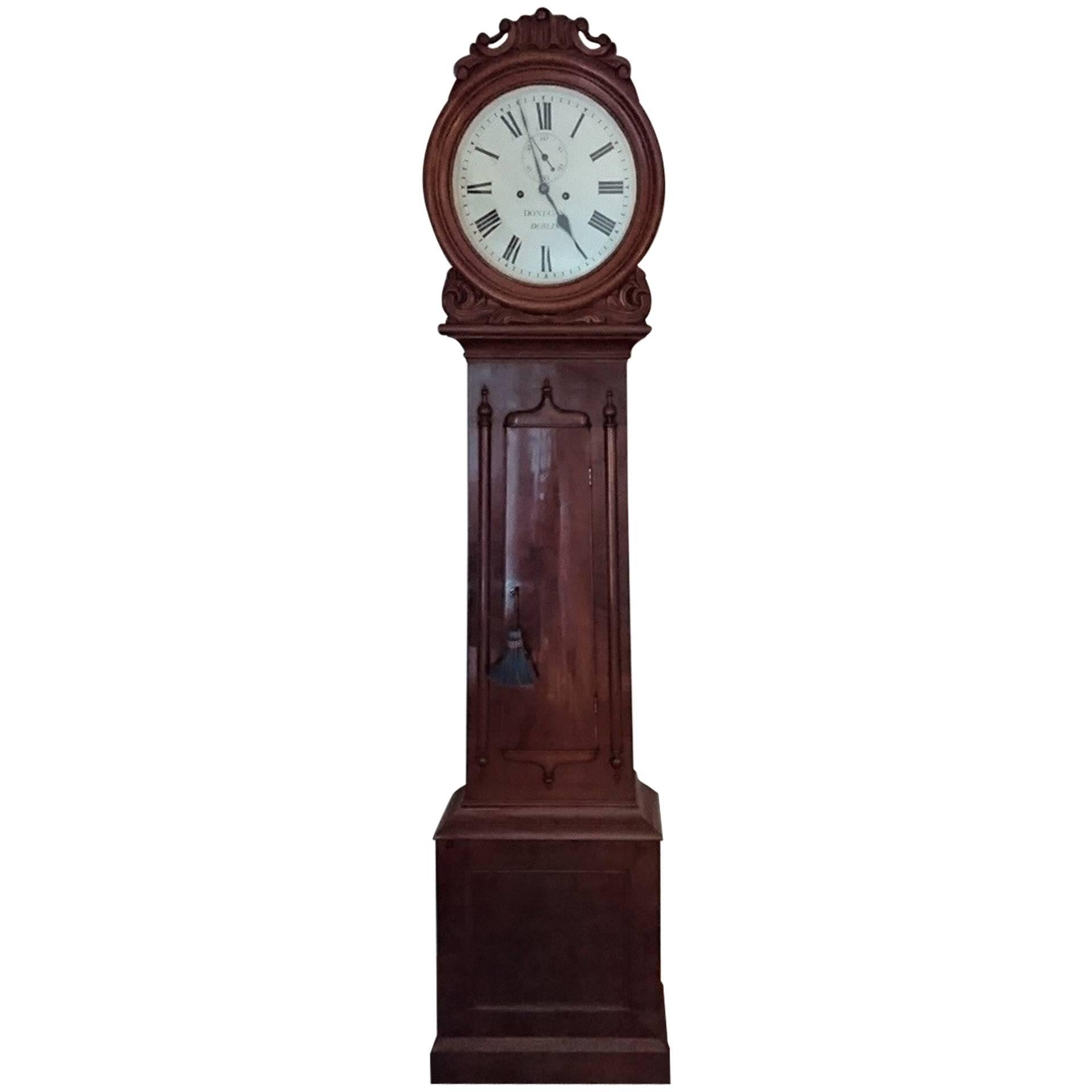 19th Century Irish Mahogany Longcase Clock by Patrick Donegan, Dublin For Sale