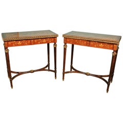 Fine Pair of Marquetry Inlaid Tables in the Regency Manner, circa 1920