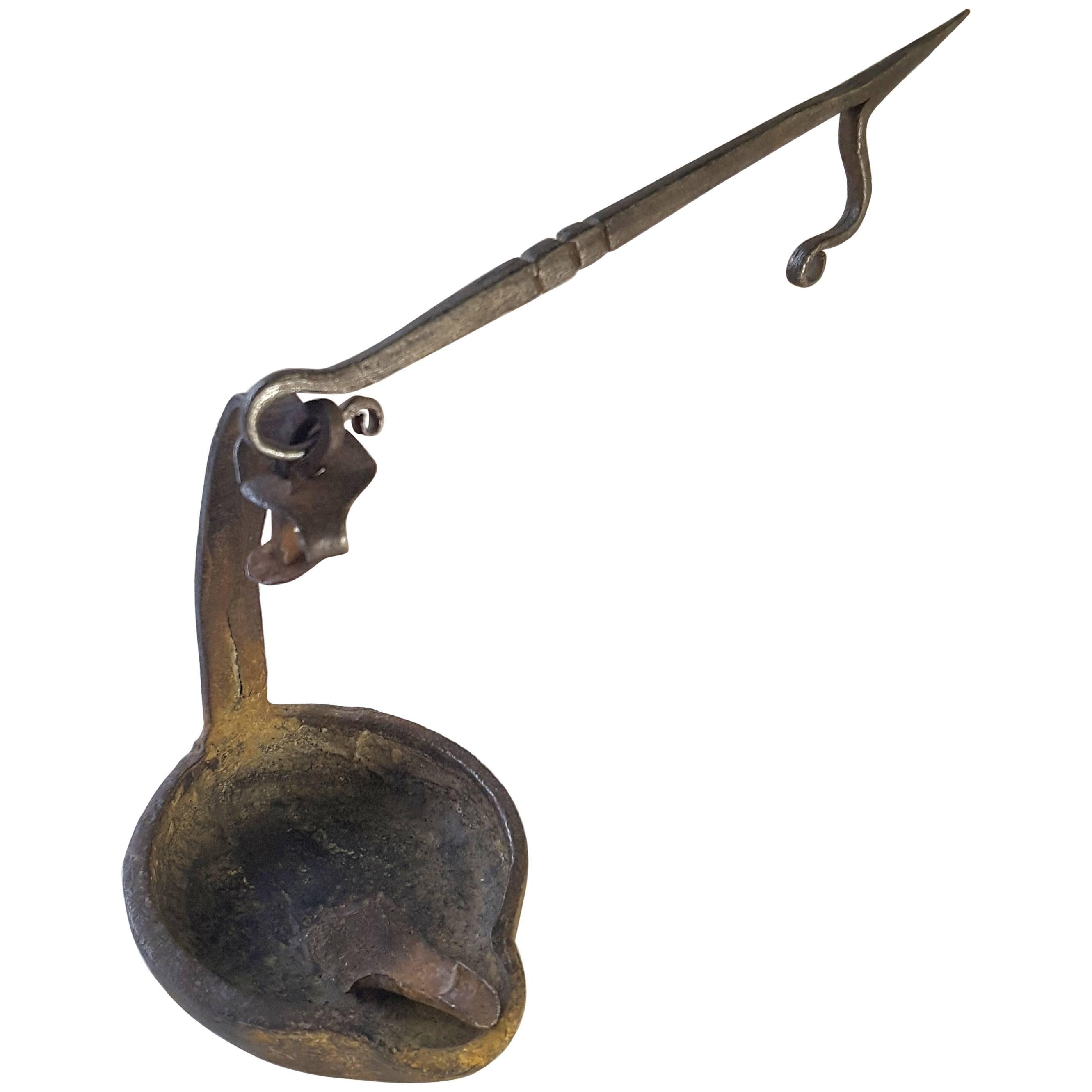 Late 18th-Early 19th Century Swing Post Mount Whale Oil Lamp For Sale