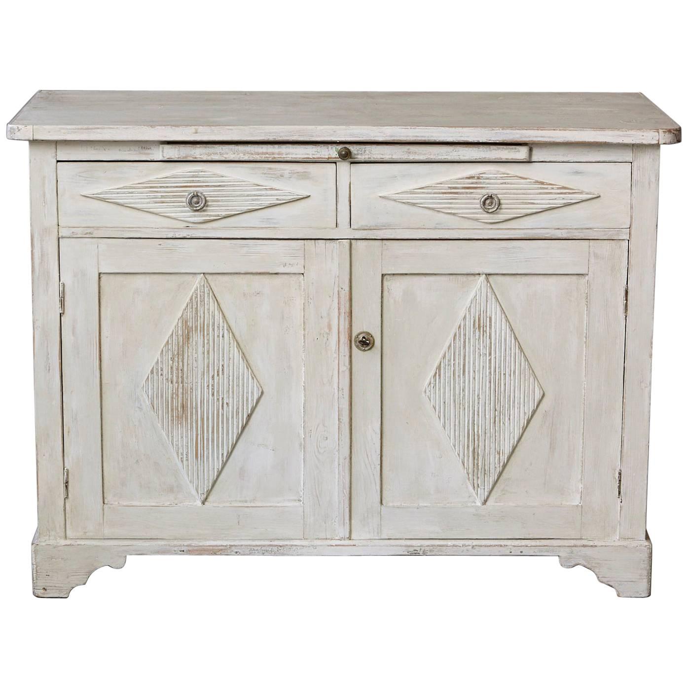 19th Century Swedish Gustavian Sideboard with Diamond Shape Reeded Details