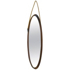 Oval Mirror with Teak Frame by Campo e Graffi, Italy