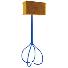 21st Century Custom Contemporary Solid Steel Frame Floor Lamp with Suede Shade