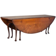 Stunning Antique 9' English Elm Drop-Leaf Hunt Table