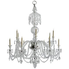 Massive Georgian Style Anglo-Irish Crystal Chandelier by Perry & Co.