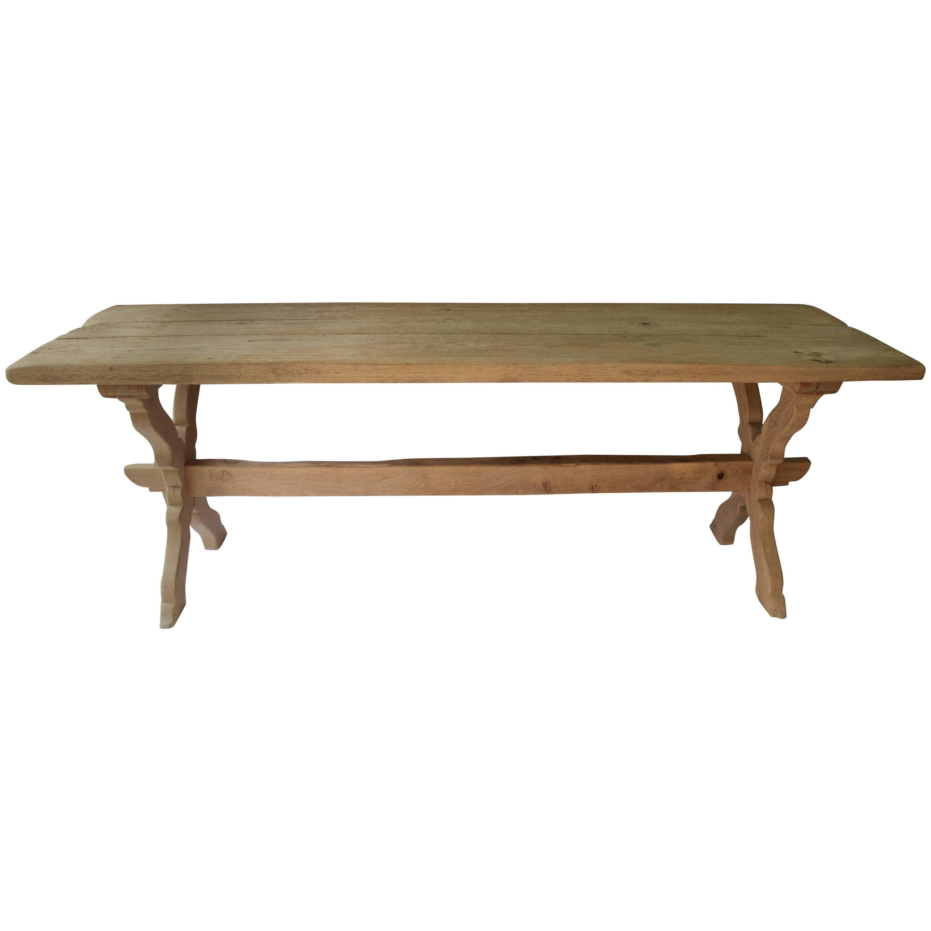 French 18th Century Monastery Oak Trestle Table For Sale