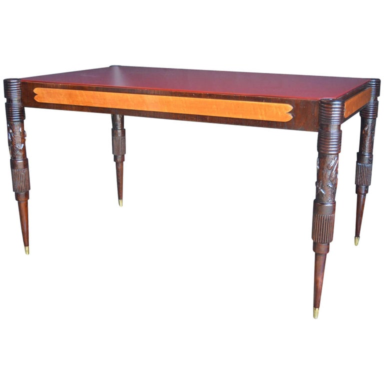 Italian Table with Red Glass Top For Sale at 1stDibs