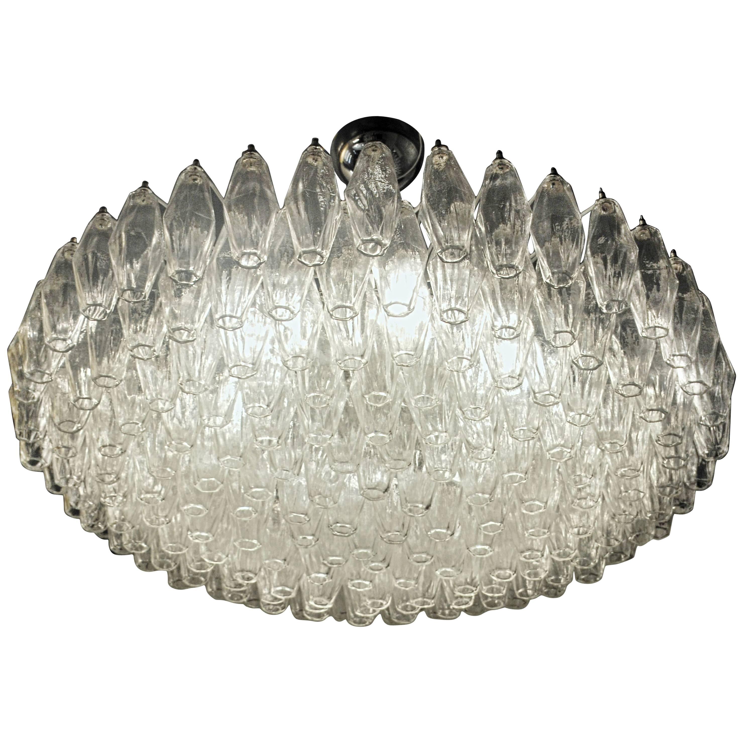 Poliedri Chandelier, Clear, Murano, over 180 Elements.  Mid-century icon.