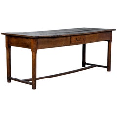 Antique English Country Oak Farm Table with Unique Storage