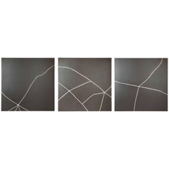 Kintsugi Study Triptych: Ceramic Panels Repaired with Silver by TJ Volonis