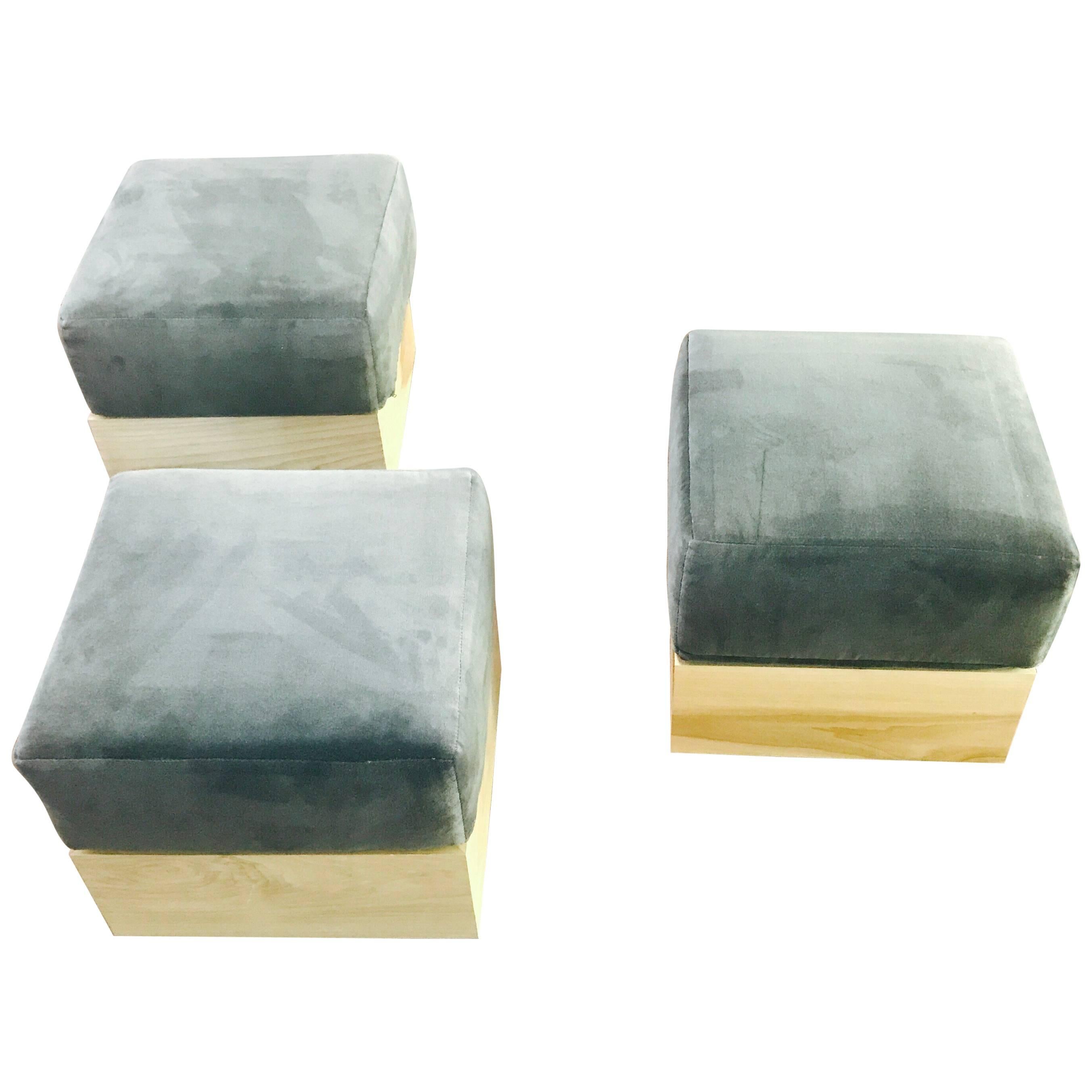 Haas Brothers  Set of  Three Modernist Ottomans