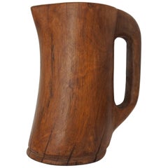Hand-Carved Free-Form Wood Pitcher, Midcentury, France, 1950s