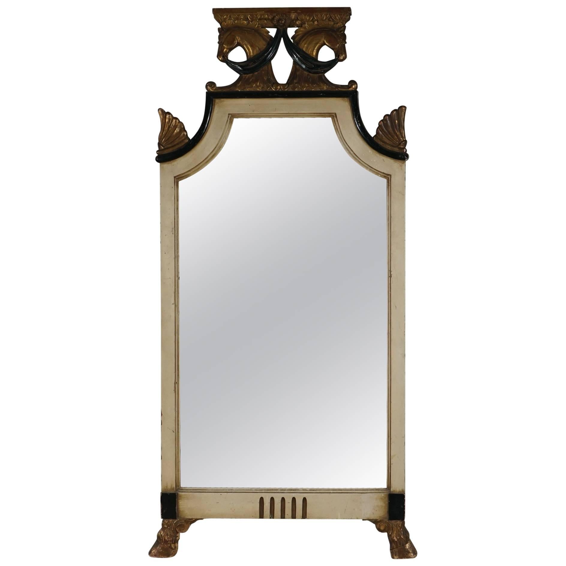 Regency Style Double Horse Head Mirror For Sale