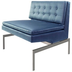 Mancini Chair with Nickel Base and Blue Silk Strié, COM or COL