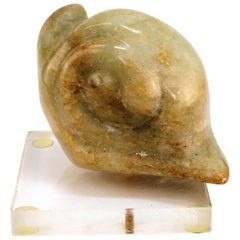 Modernist Marble Snail Sculpture on Lucite Base